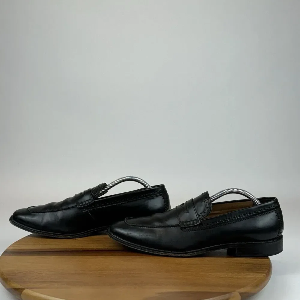 Mens Cole Haan Giraldo Grand II Black Leather Pinch Penny Loafers‎ Size 10 M GUC